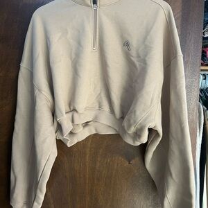 Women's Tan Half-Zip Sweatshirt